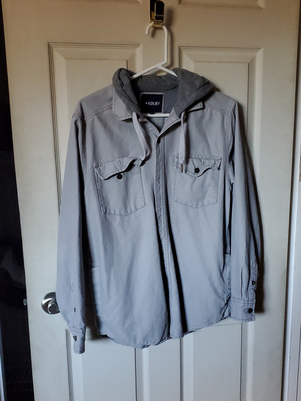 Kolby Men's Light Gray Hooded Shirt Jacket